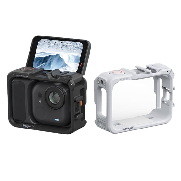 Camera Cage for Insta360 Go Ultra Action Camera Plastic Protective Frame Housing Cage with Cold Shoe Scratch Proof (Black)