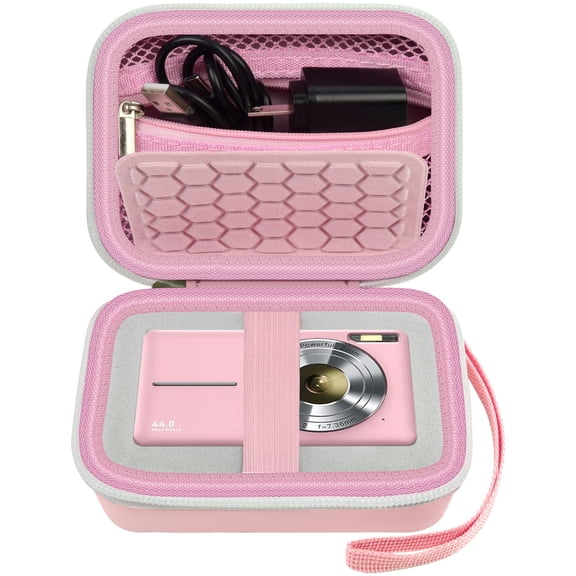 Camera Case Compatible with Kids Digital Camera and Accessories for Travel-Pink