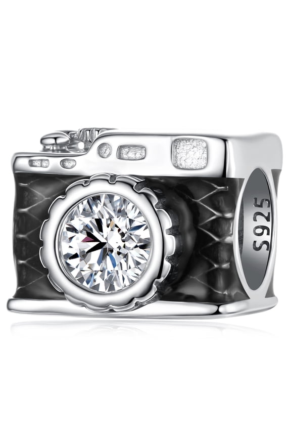 Camera Charm 925 Sterling Silver Charm, Compatible with Most Bracelets, Perfect Gift for Women