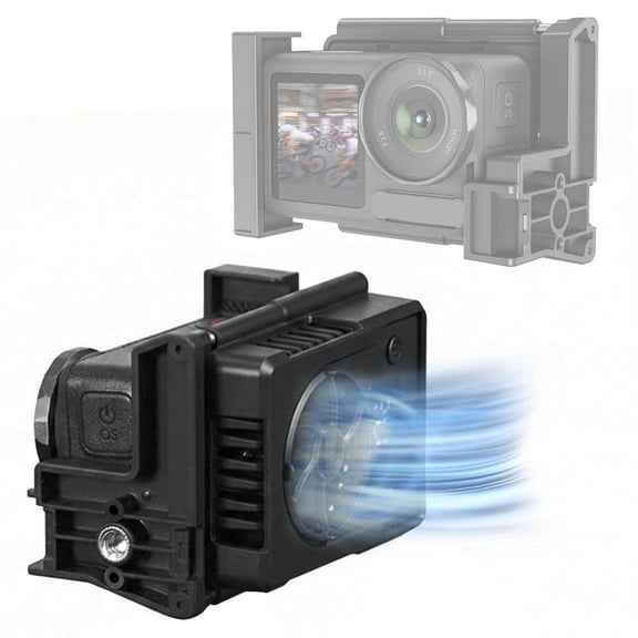 Camera Cooling Fan for DJI Osmo Action 6/5 Pro/4/3, 3 Speed Radiator Prevents Overheating, Silent Air Cooler with Cold Shoe 1/4" Mount, Tape C charging port and Real-Time Digital Temperature Display