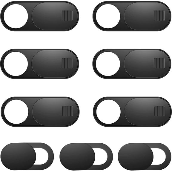 Camera Cover, 0.027 Inch Thin Camera Cover, Webcam Privacy Cover Fits on Computer, Laptop, MacBook, PC, Cell Phone, iPhone, iPad, iMac, Tablet, Black Web Cam Cover Sliders (9 Pack)