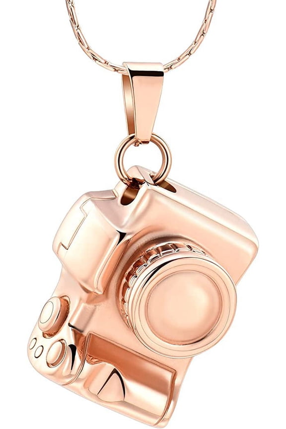 Camera Cremation Urn Necklace Camera Cremation Jewelry for Ashes Stainless Steel Memorial Pendant for Loved Ones Stainless Steel Mini Camera Urn Pendant