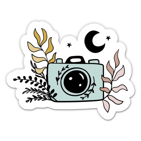 Camera Cute Celestial Boho - 3" Vinyl Sticker - For Car Laptop Water Bottle Phone - Waterproof Decal