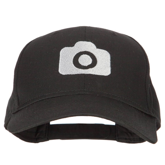 Camera Design Photographer Embroidered Solid Cotton Cap - Black OSFM