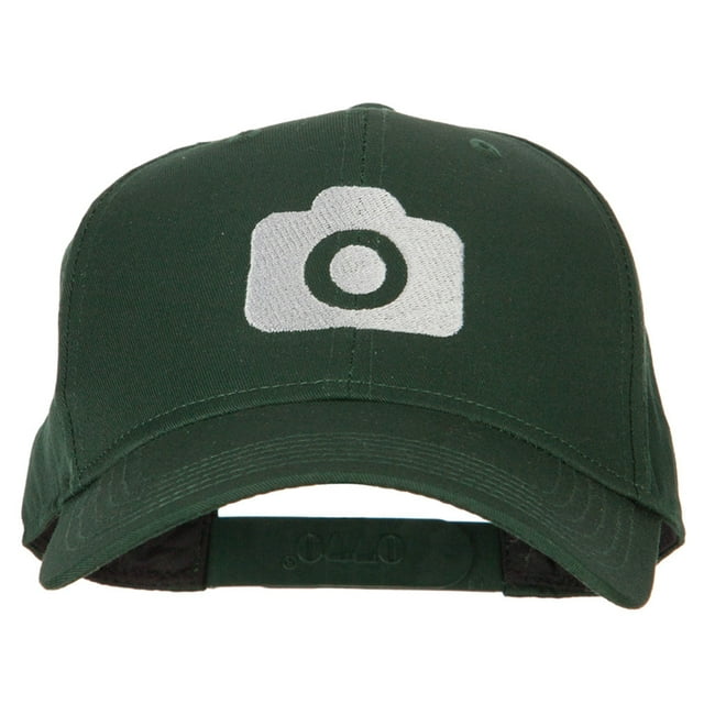 Camera Design Photographer Embroidered Solid Cotton Cap - Dk Green OSFM