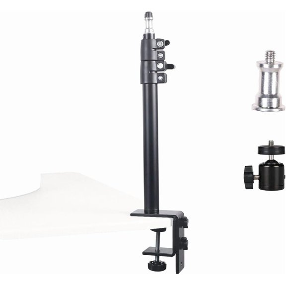 Camera Desk Mount Table Stand - Height & Angle Adjustable Light Stand 360 Rotation, Lightweight Aluminum for Live Streaming, Video Conferencing | Ideal for Content Creators, Photographers