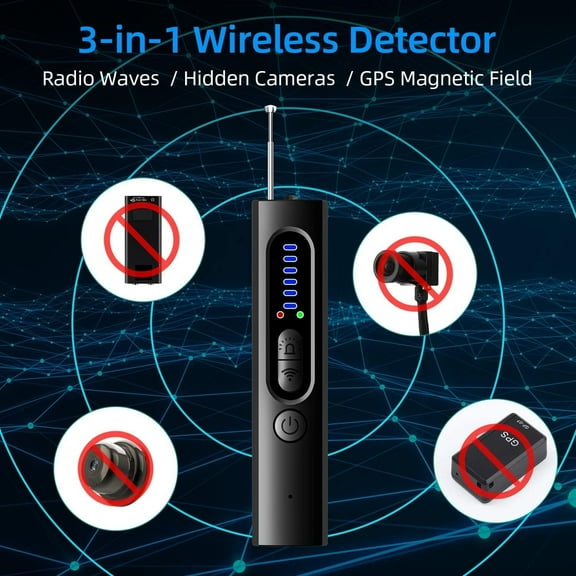 Camera Detector Spy Camera Finder, Anti Spy RF Signal Scanner Wireless Rechargeable with 5 Levels Sensitivity for Home, Office, Hotel to Tracke GPS, Finder Listening Devices