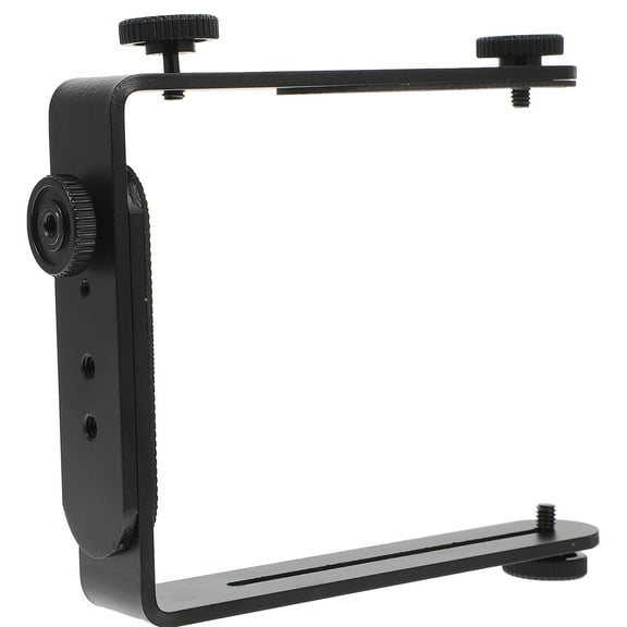 Dual L Shape Camera Flash Bracket Metal L-Shaped Holder Hot Shoe Mount Handheld Stabilizer for Cameras and Accessories