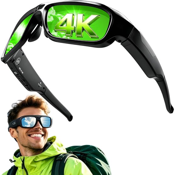 Camera Glasses 4K, 2026 Glasses for Men Women, Sunglasses Camera with UV400 Protection, Action Video Glasses for Outdoor Cycling Motorcycling Hiking Riding Climbing Driving