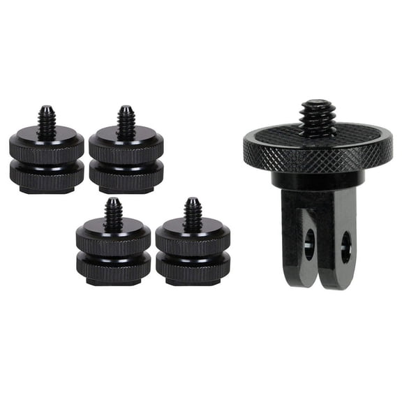 Camera Hot Shoe Mount to 1/4 Inch-20 Tripod Screw Adapter with Camera Mount Adapter for Ecosystem,1 x 1/4-20 camera mount adapter 4 x flash shoe mount,black