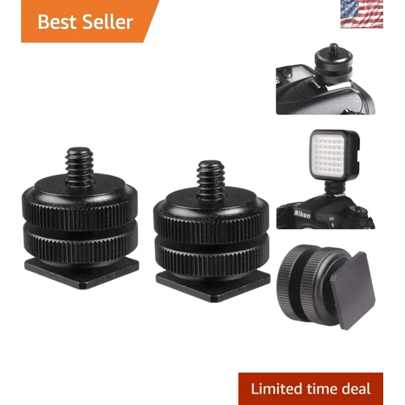 Camera Hot Shoe To 1/4" Adapter Set With Locking Feature - Ideal For Accessories