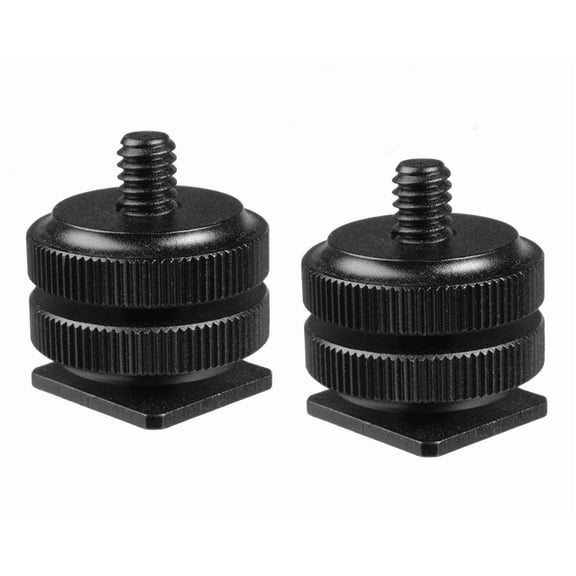 Camera Hot Shoe to 1/4 Adapter, Flash Shoe Mount, 2-Pack