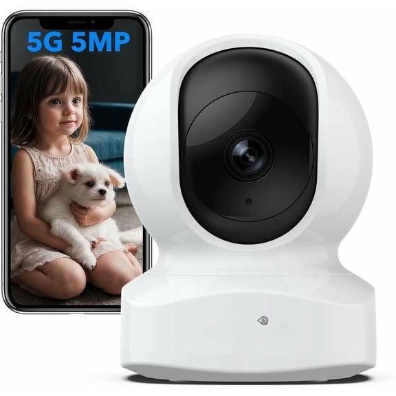 Camera, IP Camera, WiFi Indoor Camera for /Pet/, 2 Way Audio Night Vision, Compatible with Alexa, with TF Card Slot and Cloud, Q5 (White, 5MP)