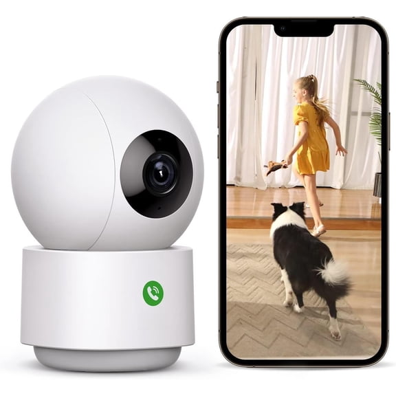 Camera Indoor,   Pet Camera 360- for   with 2.4 GHz  Router, One- Call,  Motion , IR Night Vision, Compatible with Alexa