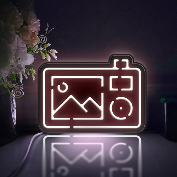 Camera Led Light Box, Dimmable Neon-Like Light Signs USB Power for Wall Decor Bedroom Decoration, Static Light (WxH) 8"x6"