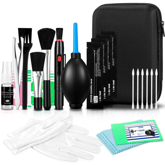 Camera Lens Cleaning Kit for DSLR Cameras and Sensitive Electronics, Professional Camera Cleaning Kit with Lens Blower, Cotton swabs, Dust Free Cloth, Lens Pen, Cleaning Brush, Photographer Gifts