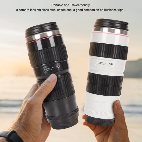 Camera Lens Coffee Mug, Stainless Steel Travel Cup With Leakproof Lid, 10oz