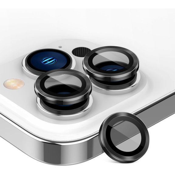 Camera Lens Protector Compatible with Apple iPhone 15 Pro 6.1/15 Pro Max 6.7 Inches, Full Cover with HD Tempered Glass Film, Aluminum Alloy Edge for Rear Lens Screen Protection 3 Pack Black