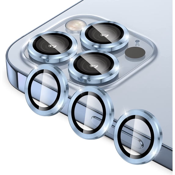 Camera Lens Protector Compatible for iPhone 13 Pro Max (6.7") & iPhone 13 Pro (6.1"), Premium Tempered Glass Clear Lens Screen Protector Film Cover with Metal Ring-Anti Scratch/Dust