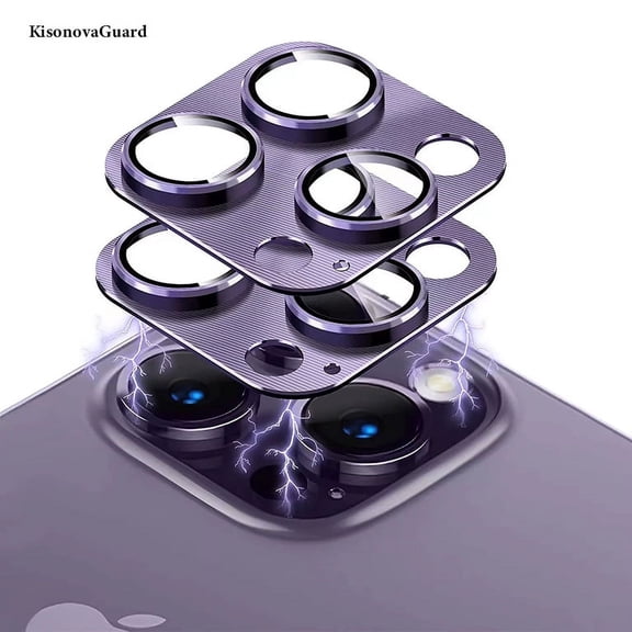 Camera Lens Protector Compatible with iPhone 14 Pro Max/iPhone 14 Pro, 9H Tempered Glass Screen Protector, Metal Protective Lens Cover for iPhone 14 Pro Max/iPhone 14 Pro - Deep Purple