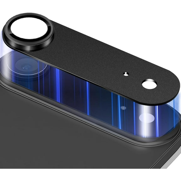 Camera Lens Protector Compatible with iPhone 17 Air Camera Lens Protector Strong Adsorption Not Easy to Break Metal Tempered Glass Rear Camera Screen Cover,Black