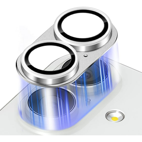 Camera Lens Protector Compatible with iPhone 17 Camera Lens Protector Strong Adsorption Not Easy to Break Metal Tempered Glass Rear Camera Screen Cover,Silver