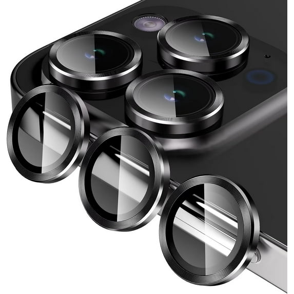 Camera Lens Protector Designed for Apple iPhone 13 Pro Max Camera Lens Shield, Case Friendly Metal HD Clear Tempered Glass Lens Cover for Apple iPhone 13 Pro Max,Black