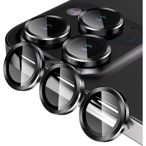 Camera Lens Protector Designed for Apple iPhone 13 Pro Max Camera Lens Shield, Case Friendly Metal HD Clear Tempered Glass Lens Cover for Apple iPhone 13 Pro Max,Black