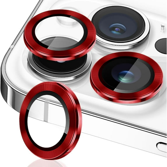 Camera Lens Protector Designed for Apple iPhone 13 Pro Max Camera Lens Shield, Case Friendly Metal HD Clear Tempered Glass Lens Cover for Apple iPhone 13 Pro Max,Red