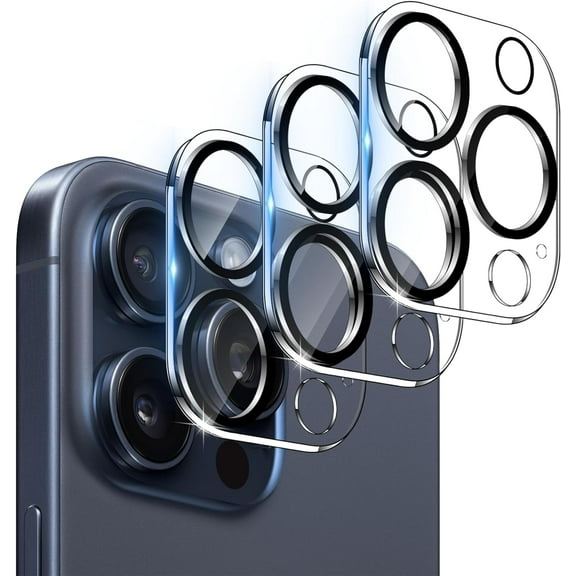 Camera Lens Protector Designed for Apple iPhone 15 Pro Camera Lens Shield,Case Friendly Pack of 3 HD Clear Tempered Glass Lens Cover for Apple iPhone 15 Pro