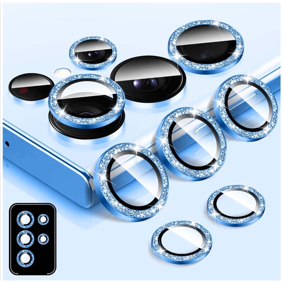 Camera Lens Protector for Samsung Galaxy S26, LucBuy Bling Diamond Tempered Glass Back Camera Cover Screen Protector, Individual Aluminum Metal Protective Rings Film Stickers (Purple)