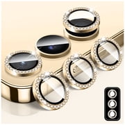 Camera Lens Protector for Samsung Galaxy S26 Ultra, LucBuy Bling Diamond Tempered Glass Back Camera Cover Screen Protector, Individual Aluminum Metal Protective Rings Film StickersGold