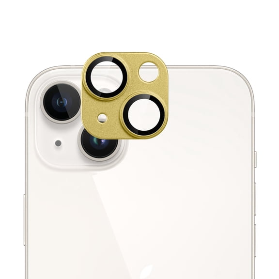 Camera Lens Protector for Apple iPhone 14 Camera Lens Protector Tempered Glass Metal Frame Scratch Resistant HD Clear Precision Fit (Gold)