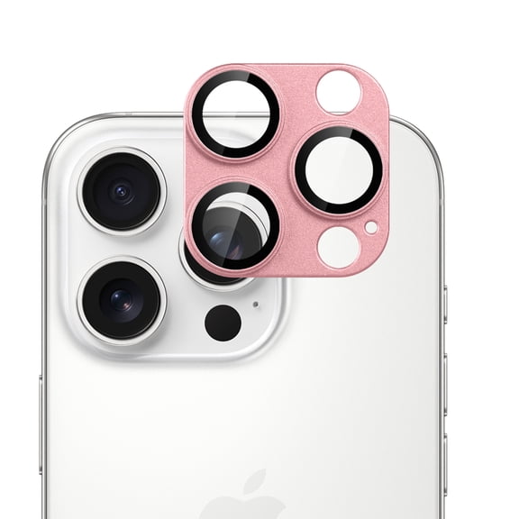 Camera Lens Protector for Apple iPhone 15 Pro Max Camera Lens Protector Tempered Glass Metal Frame Scratch Resistant HD Clear Precision Fit (Pink)