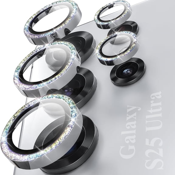 Camera Lens Protector for Samsung Galaxy S25 Ultra Individual Metal Ring Tempered Glass Camera Screen Protector Case Friendly