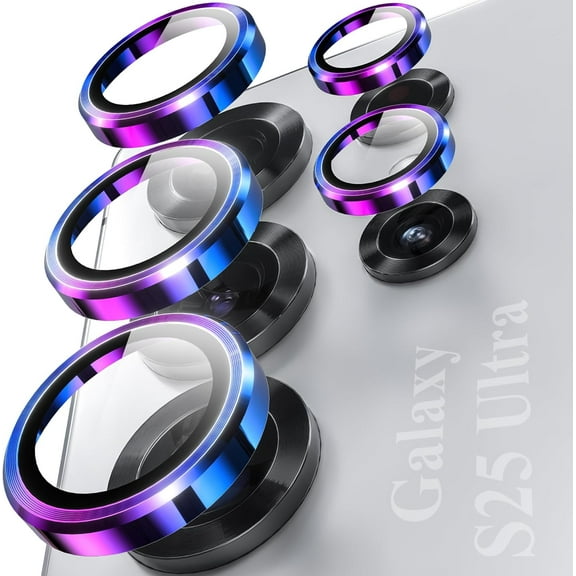 Camera Lens Protector for Samsung Galaxy S25 Ultra Individual Metal Ring Tempered Glass Camera Screen Protector Case Friendly
