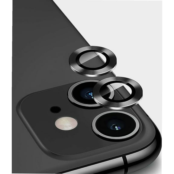 Camera Lens Protector for iPhone 11, AntiScratch HD Tempered Glass Aluminum Alloy Back Camera Protector Sticker,Easy Installation Metal Ring Circle Lens Screen Cover Film (Black)