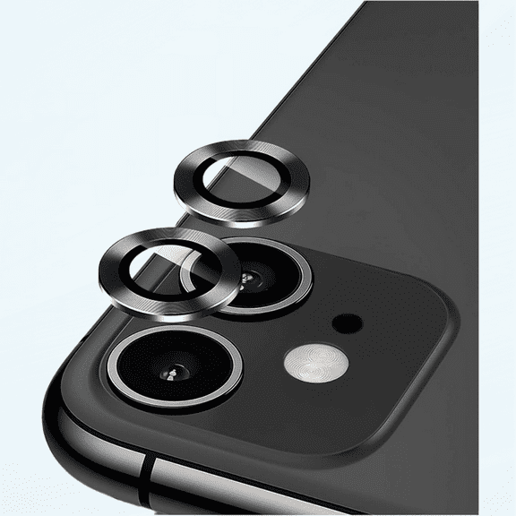 Camera Lens Protector for iPhone 11, AntiScratch HD Tempered Glass Aluminum Alloy Back Camera Protector Sticker,Easy Installation Metal Ring Circle Lens Screen Cover Film (Black)