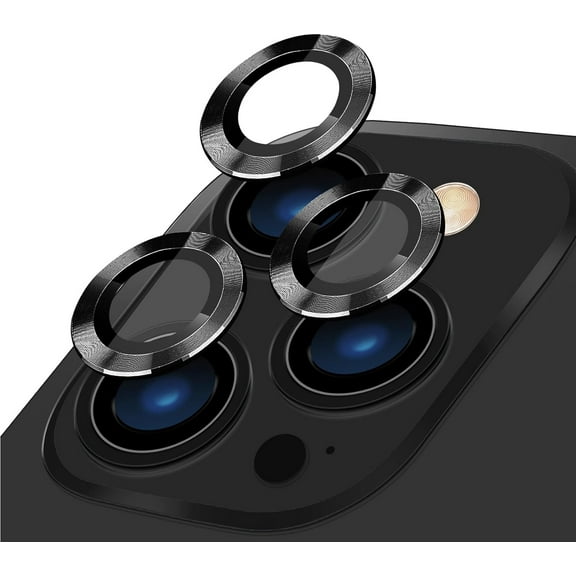 Camera Lens Protector for iPhone 13 Pro/13 Pro Max, Premium HD Tempered Glass Aluminum Alloy Individual Ring Circle Lens Screen Cover Film,Anti-Scratch Lens Protector Sticker (Graphite)