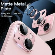 Camera Lens Protector For iPhone 15 6.1-inch And iPhone 15 Plus 6.7-inch, Fully Covered With 9H Tempered Glass Ring Cover, Matte Metal Plate, Suitable For Protective Cover, 1-piece Set pink