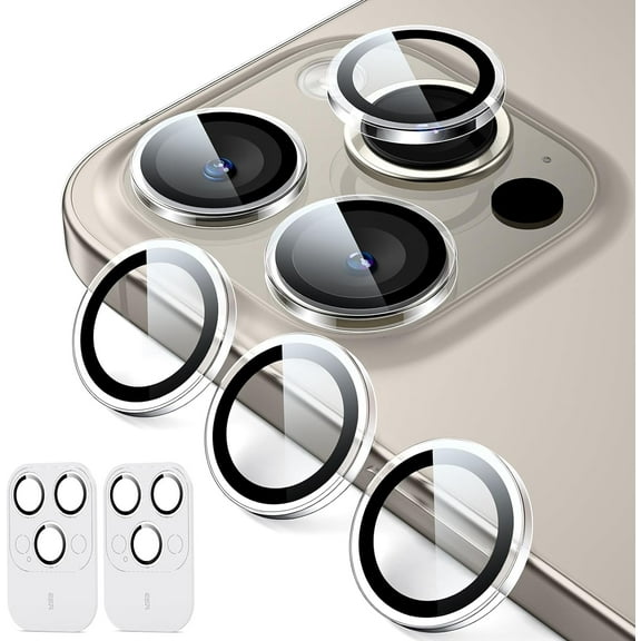 Camera Lens Protector for iPhone 15 Pro Max/15 Pro/14 Pro Max/14 Pro, Armorite Individual Lens Protectors, Scratch-Resistant Ultra-thin Tempered Glass with Aluminum Edging, Set of 2, Clear