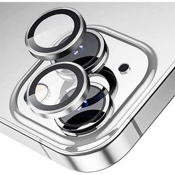 Camera Lens Protector for iPhone 15 & iPhone 15 Plus,Premium HD Clear Tempered Glass Lens Cover Flim[Case Friendly][Scratch-Resistant][Night Circle] Silver