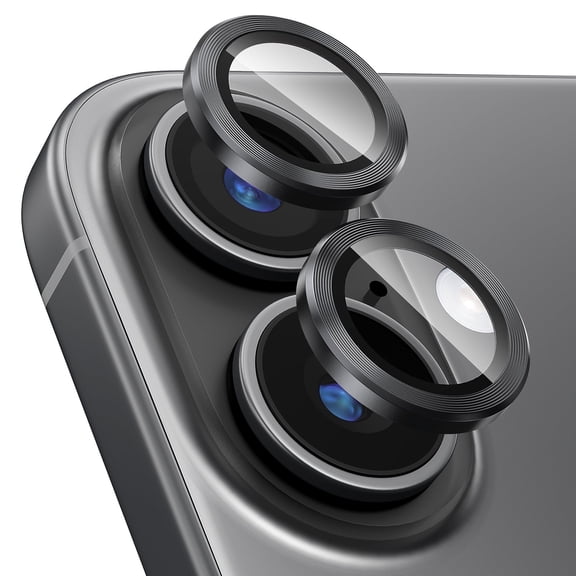 Camera Lens Protector for iPhone 16/16 Plus,9H Tempered Glass,Aviation Aluminum Plate Cover,Night Circle,No Bubble,HD Clarity,Case Friendly,Easy Installation-Black
