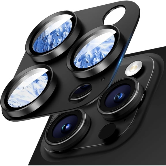 Camera Lens Protector for iPhone 16 Pro Max/16 Pro/iPhone 15 Pro Max/15 Pro/iPhone 14 Pro Max/14 Pro, Aluminum Alloy Tempered Glass Camera Cover, Nano Adhesive, Case Friendly- Black Titanium