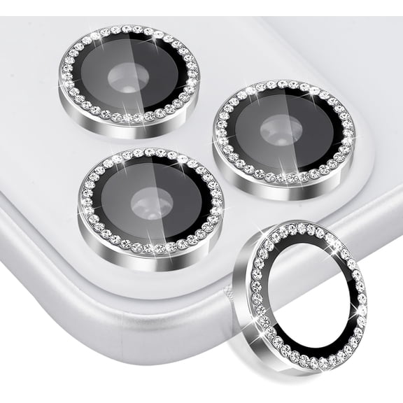 Camera Lens Protector for iPhone 17 Pro/17 Pro Max, Aluminum Alloy Tempered Glass Lens Protector with Installation Frame Fits for iPhone 17 Pro/17 Pro Max (Diamond Silver)
