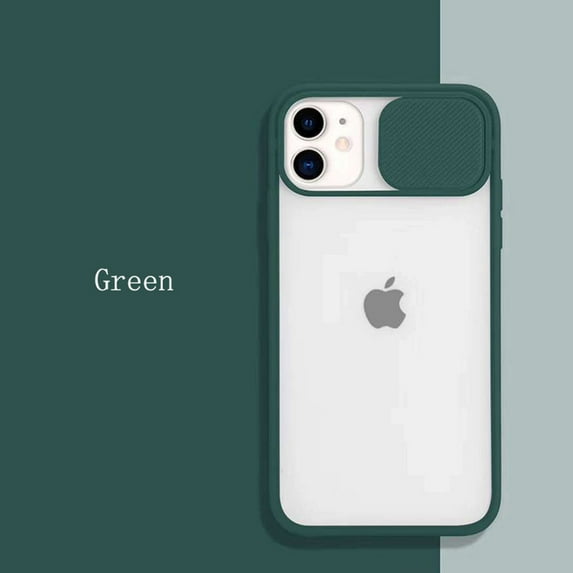 Camera Lens Slide Protection iPhone 12 Mini Case (Green) Transparent Shockproof and Scratch Resistant Protection Cover
