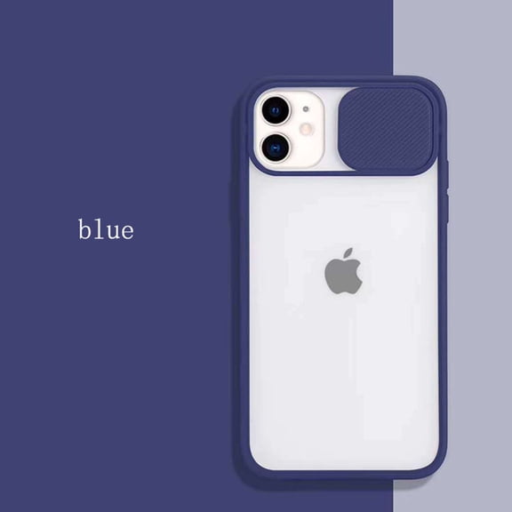 Camera Lens Slide Protection iPhone 7 Case (Blue) Transparent Shockproof and Scratch Resistant Protection Cover