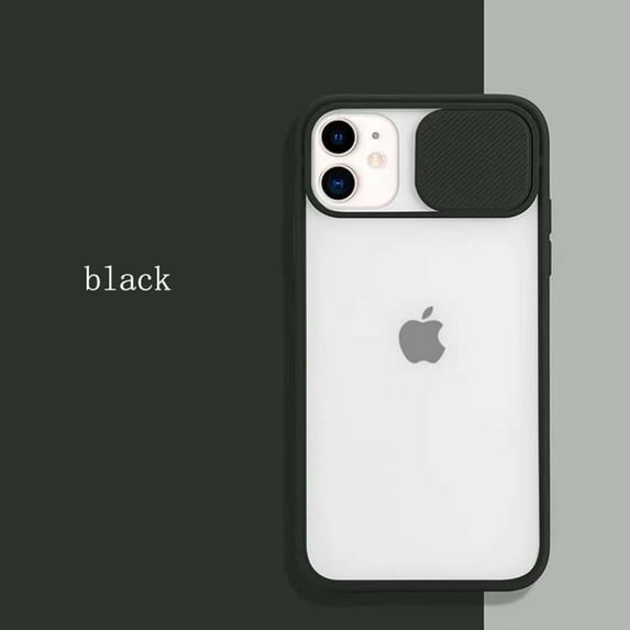 Camera Lens Slide Protection iPhone 8 Plus Case (Black) Transparent Shockproof and Scratch Resistant Protection Cover