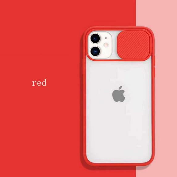 Camera Lens Slide Protection iPhone X Case (Red) Transparent Shockproof and Scratch Resistant Protection Cover