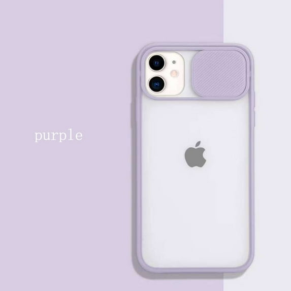 Camera Lens Slide Protection iPhone XS Max Case (Purple) Transparent Shockproof and Scratch Resistant Protection Cover
